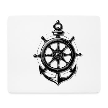 Maritime steering wheel and anchor design - Mouse Pad (horizontal) - white - Front