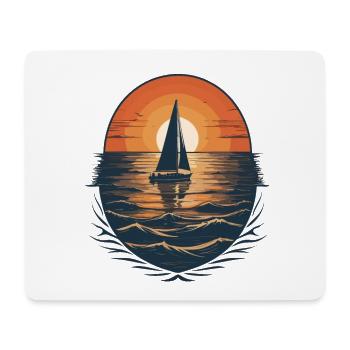 âAventure en voilier au coucher du soleil - Tapis de souris (format paysage) - blanc - Devant