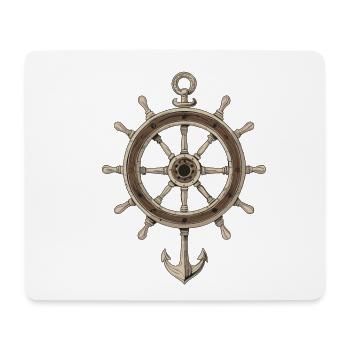 Nautisches Steuerrad Mit Anker - Mousepad (Querformat) - Weiß - Vorne