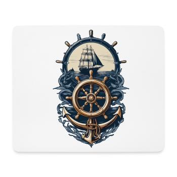 Nautische Abenteuer Segelschiff Kompass - Mousepad (Querformat) - Weiß - Vorne