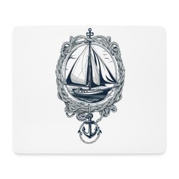 Elegantes Segelboot Mit Anker - Mousepad (Querformat) - Weiß - Vorne