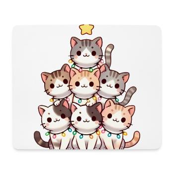 Arbre à chat de Noël avec lumières - Tapis de souris (format paysage) - blanc - Devant
