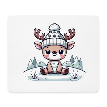 Mignon renne dans la neige Noël - Tapis de souris (format paysage) - blanc - Devant