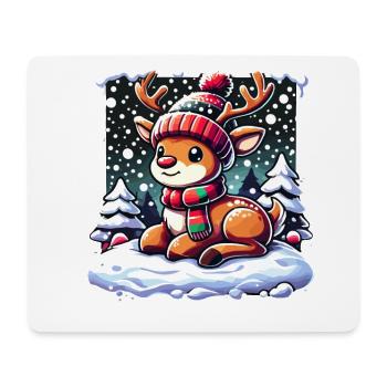 Niedliches Rentier Weihnachten Winter Schnee - Mousepad (Querformat) - Weiß - Vorne