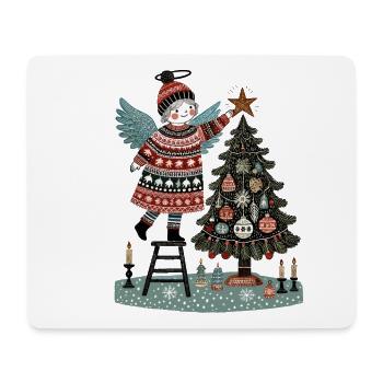 Skandinavischer Weihnachtsengel Mit Weihnachtsbaum - Mousepad (Querformat) - Weiß - Vorne