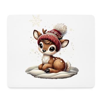 Vintage Christmas Reindeer Cute Cute Fawn - Mouse Pad (horizontal) - white - Front