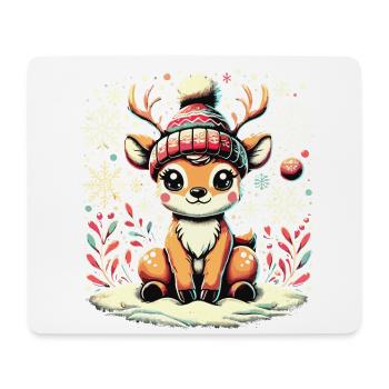 Renne de Noël vintage mignon mignon faon - Tapis de souris (format paysage) - blanc - Devant