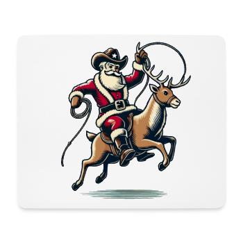 Cowboy Santa Claus Rodeo on Reindeer - Mouse Pad (horizontal) - white - Front