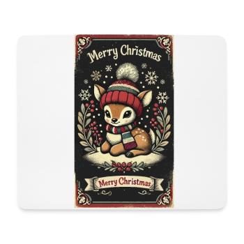 Vintage Noël renne neige flocons de neige - Tapis de souris (format paysage) - blanc - Devant