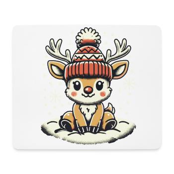 Adorable renne de Noël design vintage - Tapis de souris (format paysage) - blanc - Devant