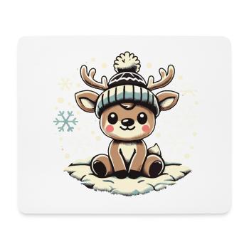 Bezauberndes Vintage Design Mit Rentier Und Schnee - Mousepad (Querformat) - Weiß - Vorne