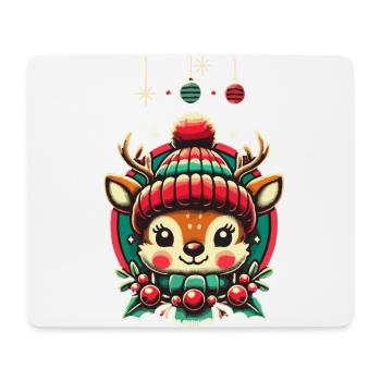 Design vintage Noël Mignon renne - Tapis de souris (format paysage) - blanc - Devant