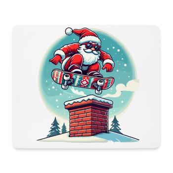 Skateboardender Weihnachtsmann Spaßiger Winter - Mousepad (Querformat) - Weiß - Vorne
