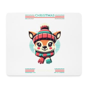 Charmant design vintage avec des rennes et de la neige - Tapis de souris (format paysage) - blanc - Devant