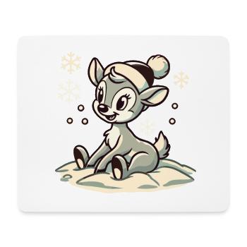 Design vintage Noël mignon mignon renne - Tapis de souris (format paysage) - blanc - Devant