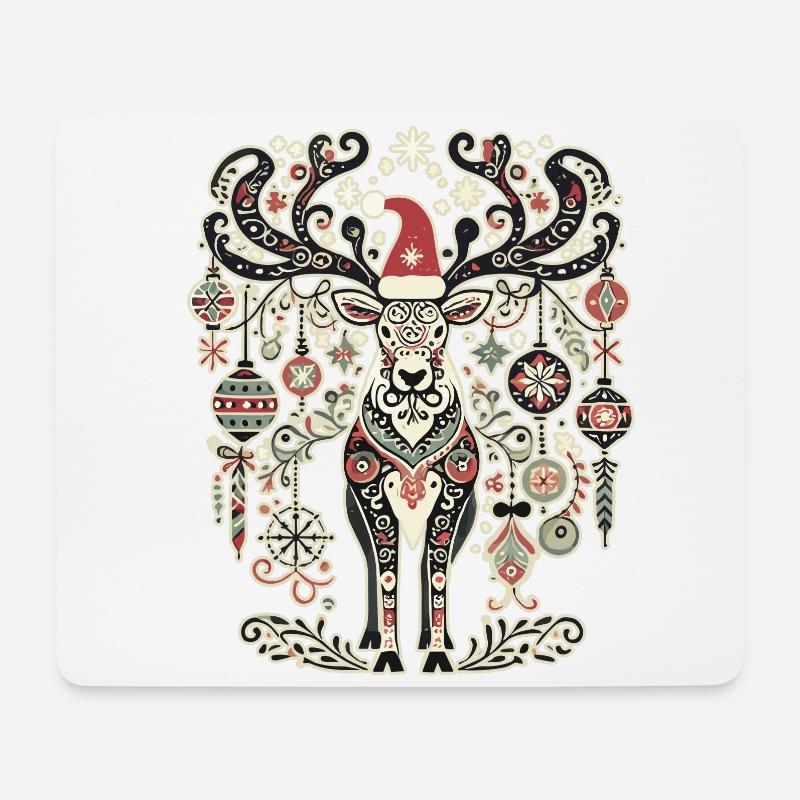 Weihnachten Hirsch Vintage-Cottagecore - Mousepad (Querformat) - Weiß