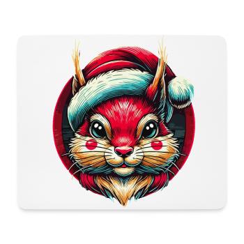 Écureuil joyeux avec un chapeau de Père Noël - Tapis de souris (format paysage) - blanc - Devant