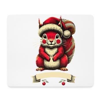 Écureuil de Noël avec chapeau de Noël - Tapis de souris (format paysage) - blanc - Devant