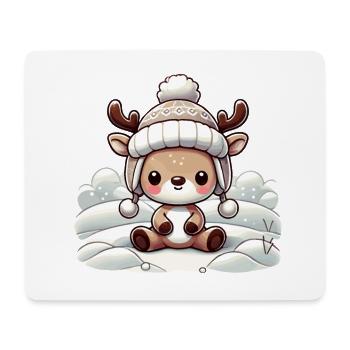 Vintage Weihnachten Rentier Design Mit Schnee - Mousepad (Querformat) - Weiß - Vorne