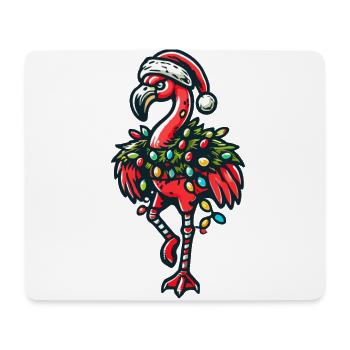 Flamant rose de Noël drôle avec décoration - Tapis de souris (format paysage) - blanc - Devant