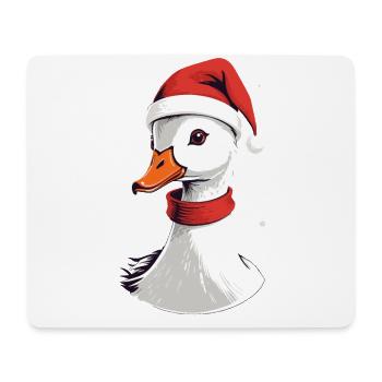 Weihnachtliche Ente mit Mütze und Schneeflocken - Mousepad (Querformat) - Weiß - Vorne