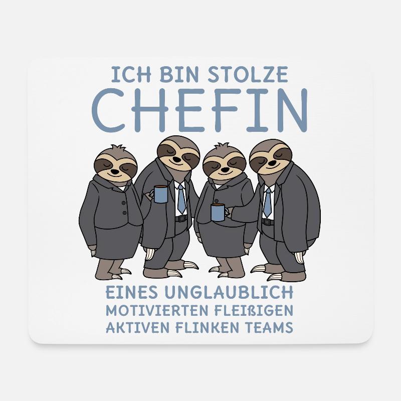 Stolze Chefin unglaublich fleißiges Team Faultiere - Mousepad (Querformat) - Weiß