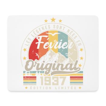 Février 1937 Cadeau 87e Anniversaire Février 1937 - Tapis de souris (format paysage) - blanc - Devant