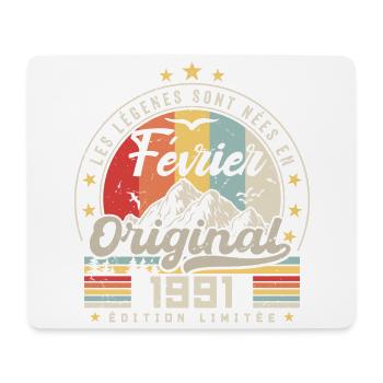 Février 1991 Cadeau 33e Anniversaire Février 1991 - Tapis de souris (format paysage) - blanc - Devant