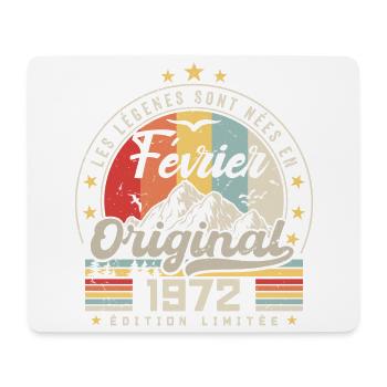 Février 1972 Cadeau 52e Anniversaire Février 1972 - Tapis de souris (format paysage) - blanc - Devant