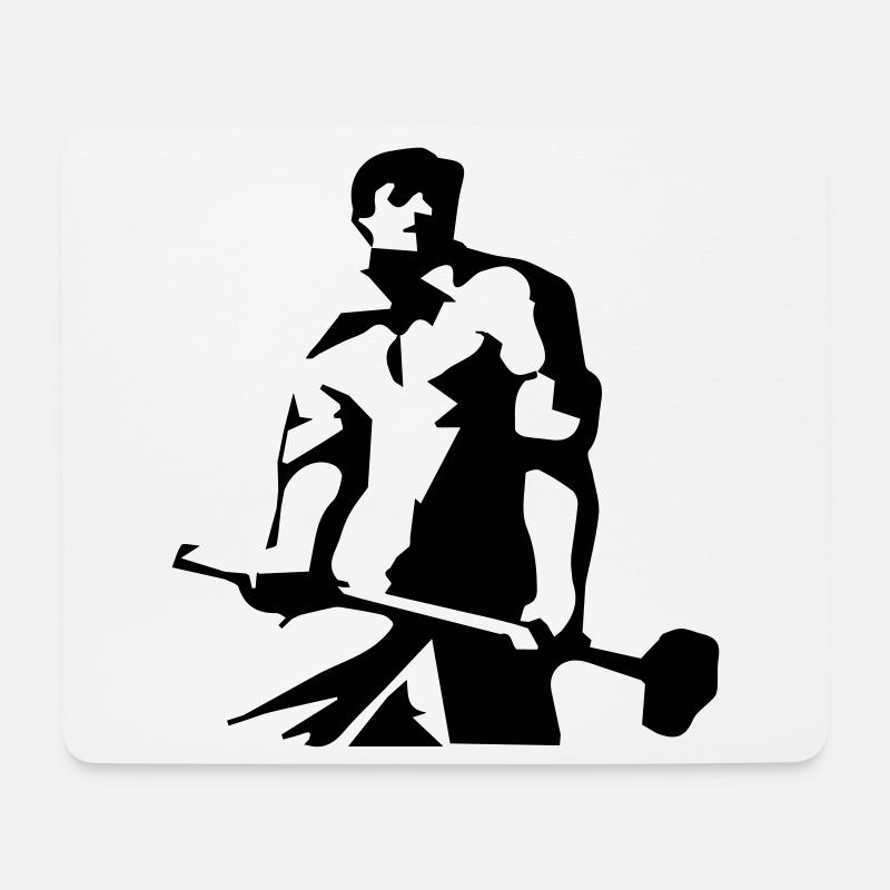 Arbeiter - Schwarzsilhouette Kunstmotiv - Mousepad (Querformat) - Weiß