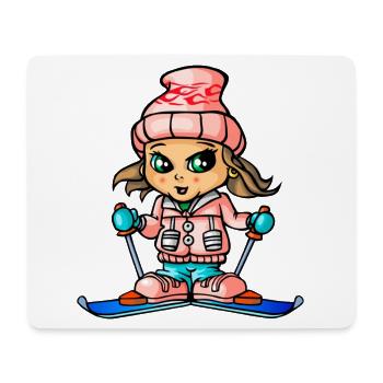 Snow girl skiing - Mouse Pad (horizontal) - white - Front