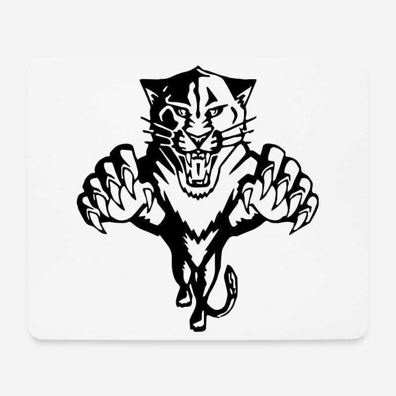 Panther im Angriff – Wild und Furchtlos - Mousepad (Querformat) - Weiß