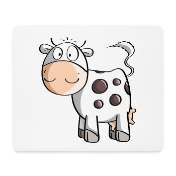 Vache tachetée drôle - Vaches - Bande dessinée - Enfants - Tapis de souris (format paysage) - blanc - Devant