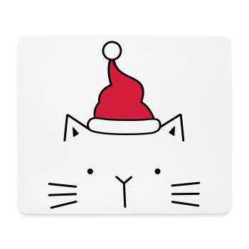 Katze Nikolaus Weihnachtsmann Mütze Weihnachten - Mousepad (Querformat) - Weiß - Vorne