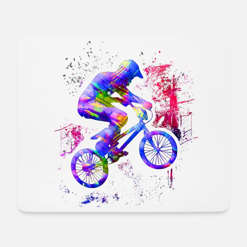 Buntes BMX / Farbiges BMX / BMX Fahrrad - Mousepad (Querformat) - Weiß