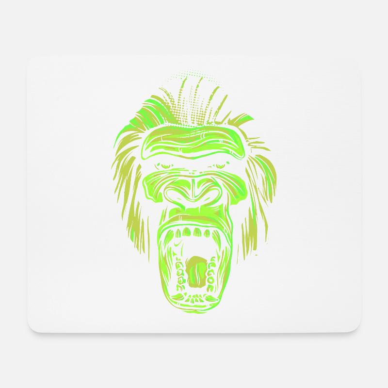 Schreiender Gorillakopf im Neonstil - Mousepad (Querformat) - Weiß