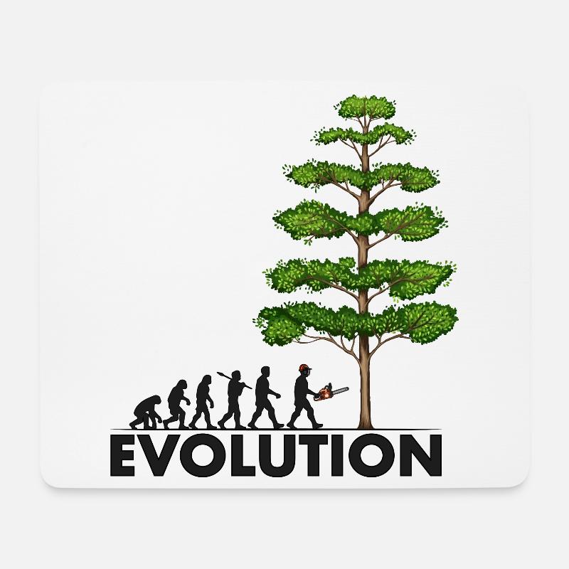 Kettensägenentwicklung Grauer großer Baum - Mousepad (Querformat) - Weiß