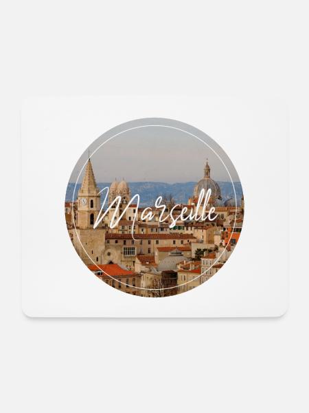 Marseille Stadtansicht Script - Mousepad (Querformat) - Weiß