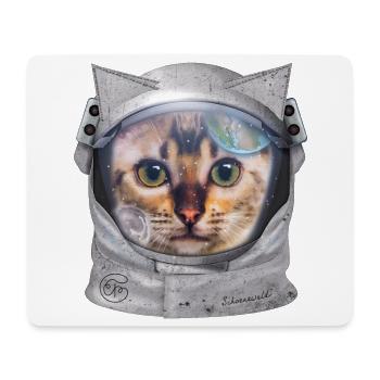Un astronaute chat dans l’espace pour les amoureux des chats - Tapis de souris (format paysage) - blanc - Devant