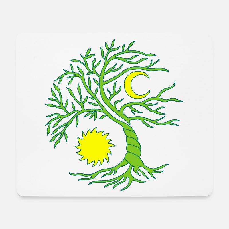 Baum des Lebens Sonne und Mond - Mousepad (Querformat) - Weiß