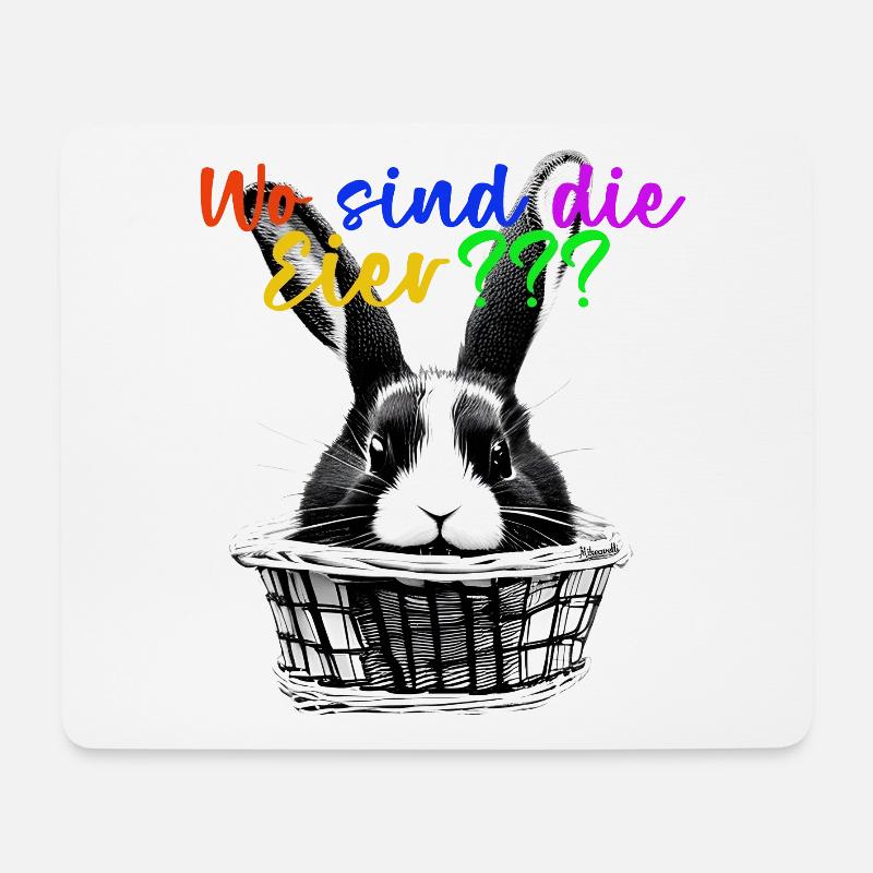 Osterdesign Hase im Korb T-Shirt mit der Frage - Mousepad (Querformat) - Weiß