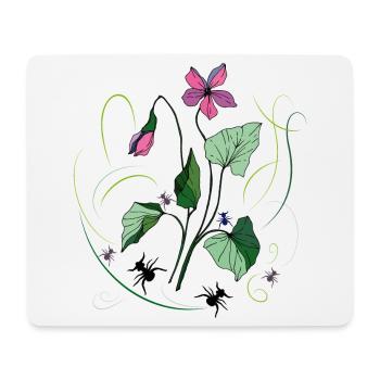 Fleur avec des fourmis - Tapis de souris (format paysage) - blanc - Devant