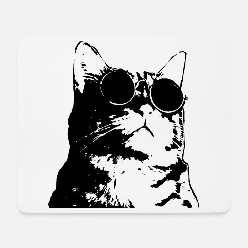 Katze mit Sonnenbrille im Street Art Stil - Mousepad (Querformat) - Weiß