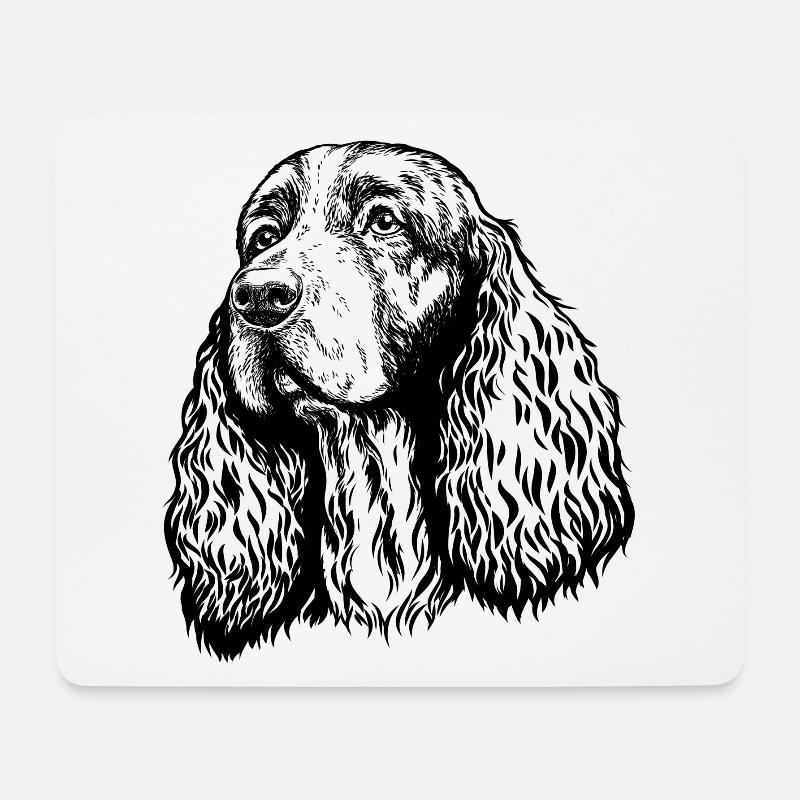 Spaniel Portrait - Mousepad (Querformat) - Weiß