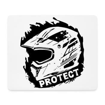 Protect - Casque de protection [Noir] - Tapis de souris (format paysage) - blanc - Devant