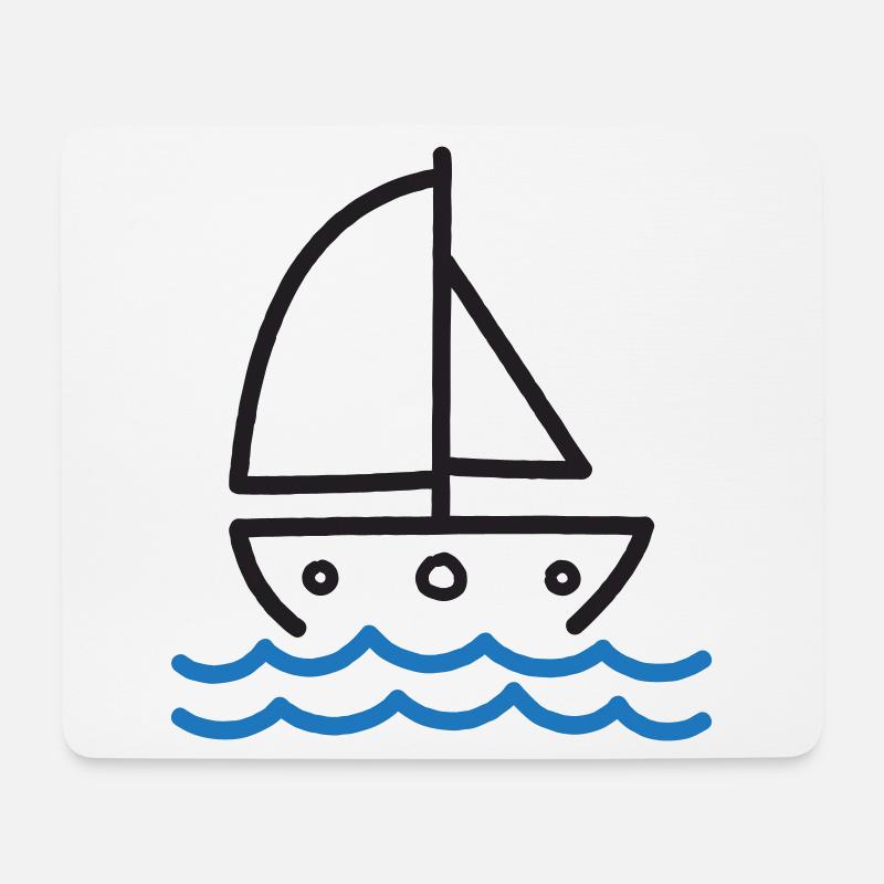 Segelboot auf blauen Wellen - Mousepad (Querformat) - Weiß