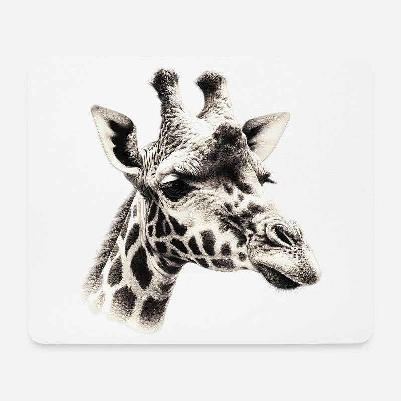 Giraffe - Mousepad (Querformat) - Weiß
