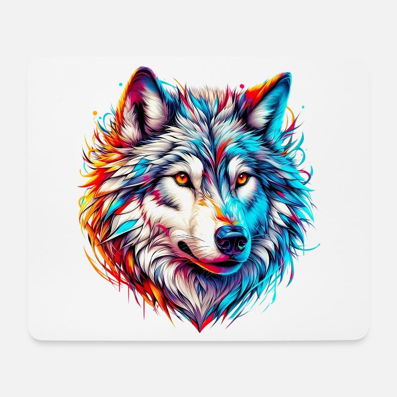 Wolf - Mousepad (Querformat) - Weiß