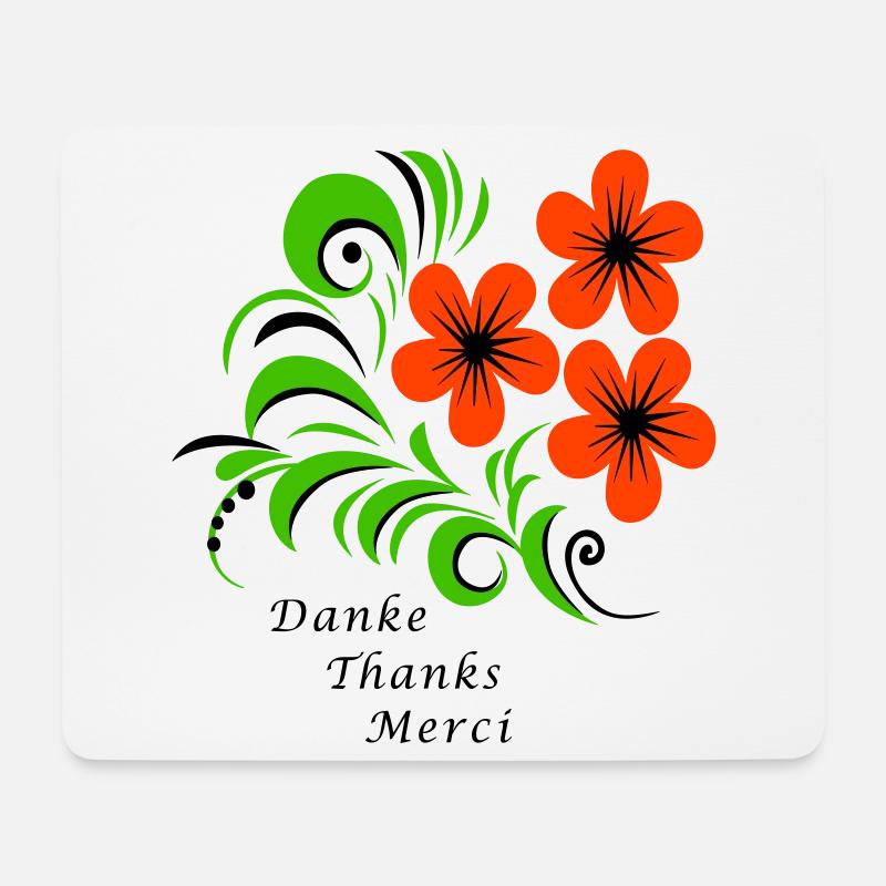 Danke Thanks Merci - Mousepad (Querformat) - Weiß