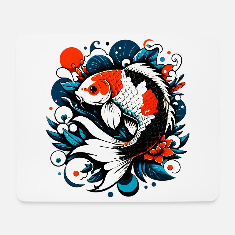 Koi-Karpfen - Mousepad (Querformat) - Weiß